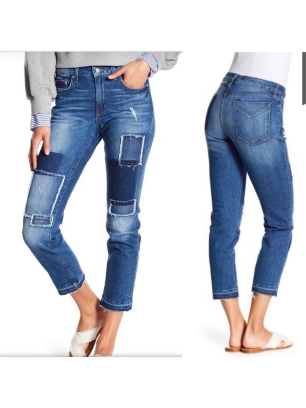 Derek Lam 10 Crosby Gia Mid-Rise Cropped Flare Jeans Blue Denim Size 28 Waist